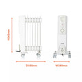 Warmlite WL43003YW oil filled radiator dimensions diagram - H545 x D330 x W240mm