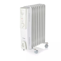 Warmlite WL43004YW 2000W 9-fin oil filled radiator in white - clean studio front view