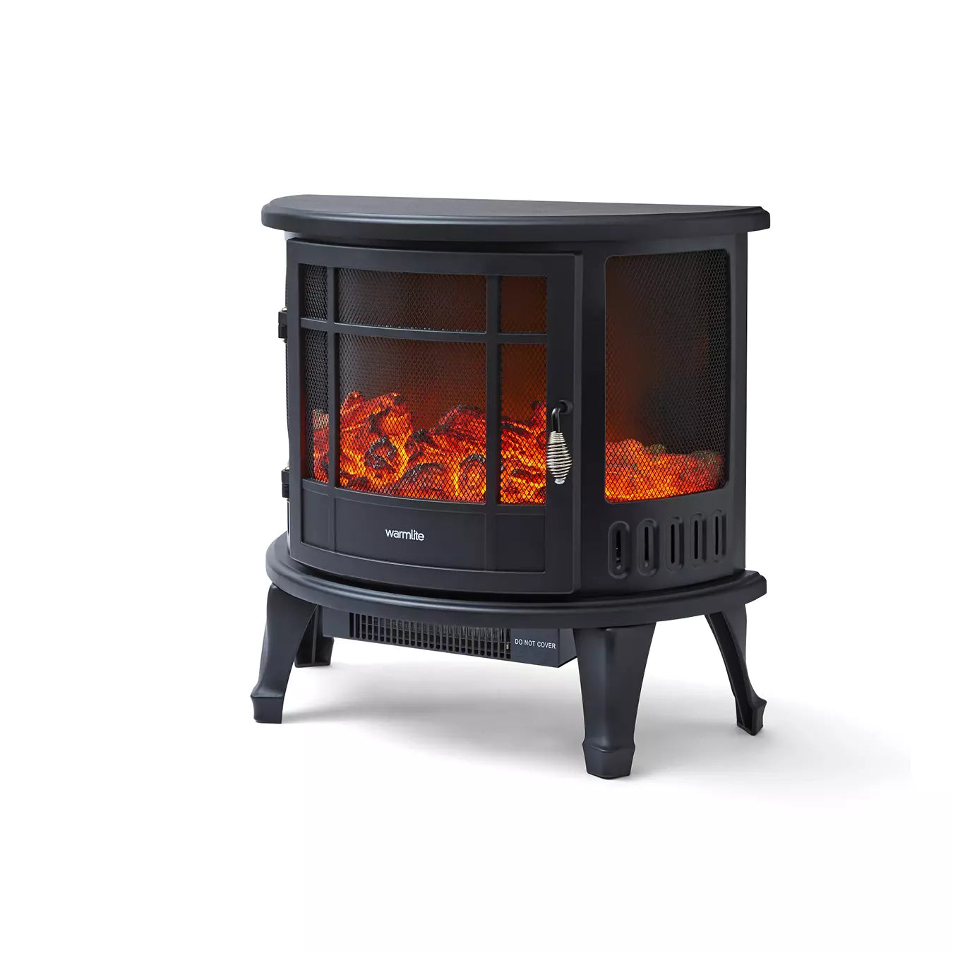 Warmlite Bath WL46017 1.8kW log effect stove fire in black - clean studio front view