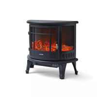 Warmlite Bath WL46017 1.8kW log effect stove fire in black - clean studio front view