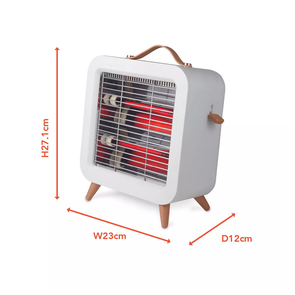 Warmlite WL42016 infrared desk heater dimensions diagram - H27.1 x W23 x D12cm