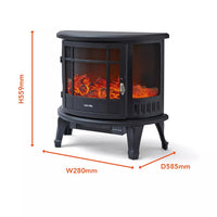 Warmlite Bath WL46017 stove fire dimensions diagram - H559 x W280 x D585mm