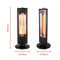 Warmlite WL42013 carbon infrared heater dimensions diagram - H805mm tall, D210mm round base