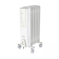 Warmlite WL43003YW 1500W 7-fin oil filled radiator in white - clean studio front view
