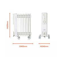 Warmlite WL43004YW oil filled radiator dimensions diagram - H620 x D405 x W240mm