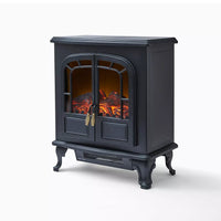 Warmlite Wingham WL46019 black double door electric stove fire - clean studio front view