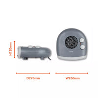 Warmlite WL44004DT flat fan heater dimensions diagram - H120 x D270 x W260mm