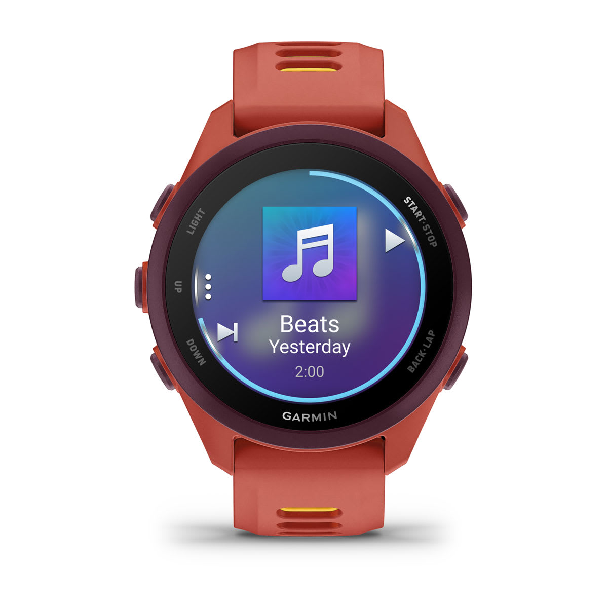Garmin Forerunner 170 Music GPS Running Smartwatch - front view, screen on
