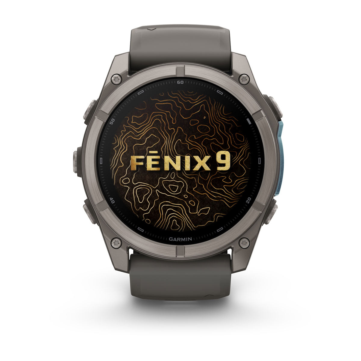 Garmin fenix 9 51mm AMOLED Sapphire GPS Smartwatch - front view, screen on