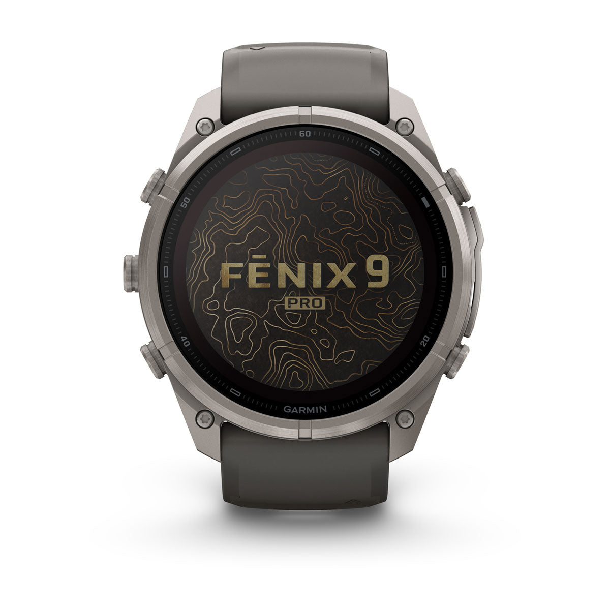 Garmin fenix 9 Pro inReach Solar 51mm Sapphire GPS Smartwatch - front view, screen on