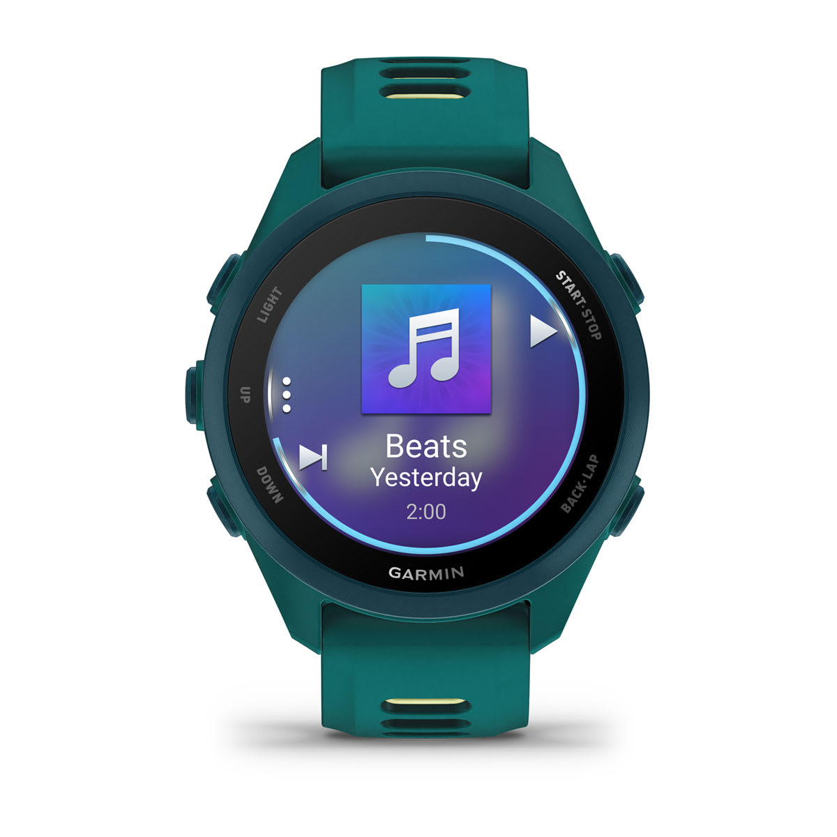 Garmin Forerunner 170 Music GPS Running Smartwatch - front view, screen on
