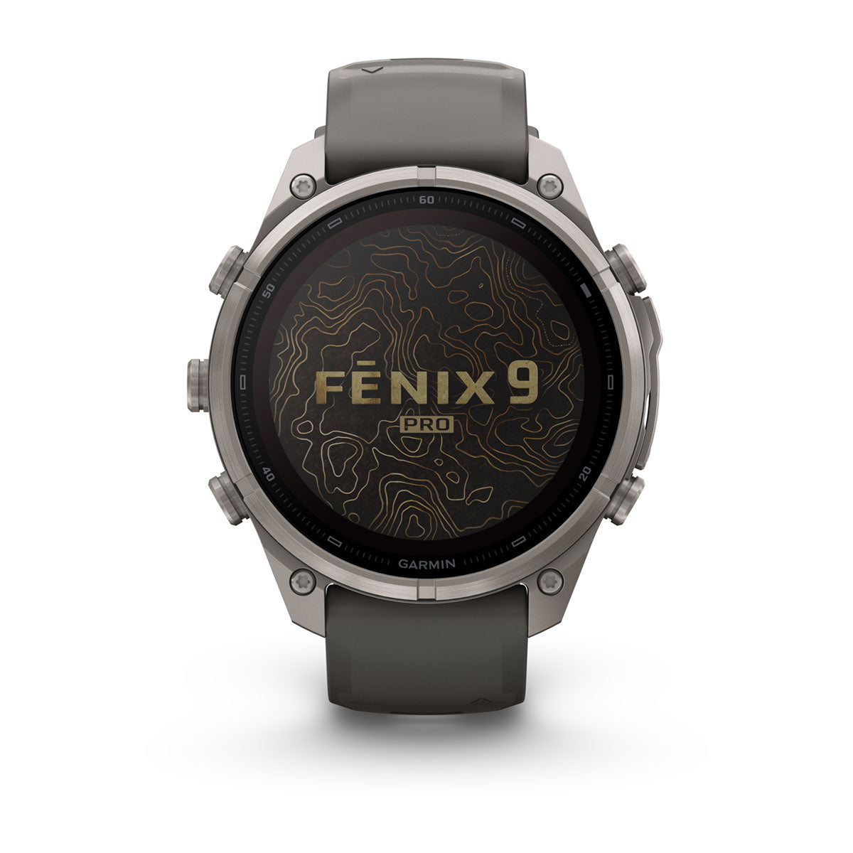 Garmin fenix 9 Pro inReach Solar 47mm Sapphire GPS Smartwatch - front view, screen on