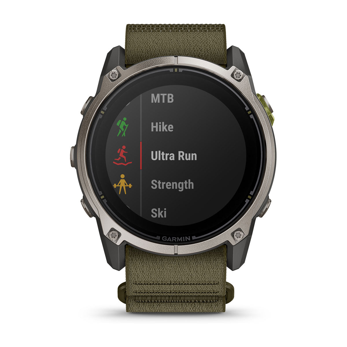 Garmin Enduro 4 51mm Solar Sapphire GPS Smartwatch - front view, screen on
