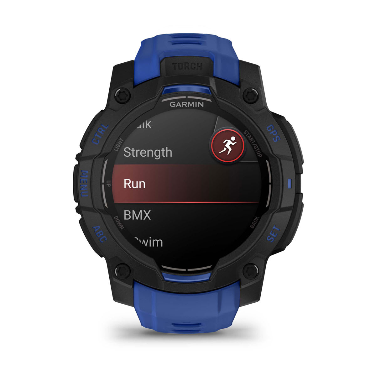 Garmin Instinct 3 45mm AMOLED Rugged GPS Smartwatch - front view, screen on