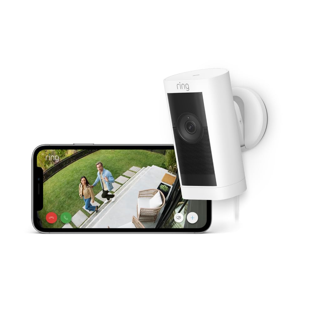 Ring Outdoor Camera Pro Plug-In Stick Up Cam Pro White | B09CJX4B8G Ring Euronics Ireland