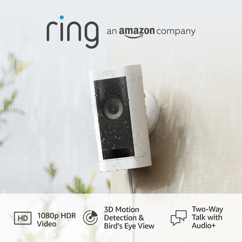 Ring Outdoor Camera Pro Plug-In Stick Up Cam Pro White | B09CJX4B8G Ring Euronics Ireland