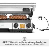 Sage 2400W Cast Aluminium Non-stick Smart Grill Pro - Brushed Stainless Steel| BGR840BSS Sage Grill Euronics Ireland
