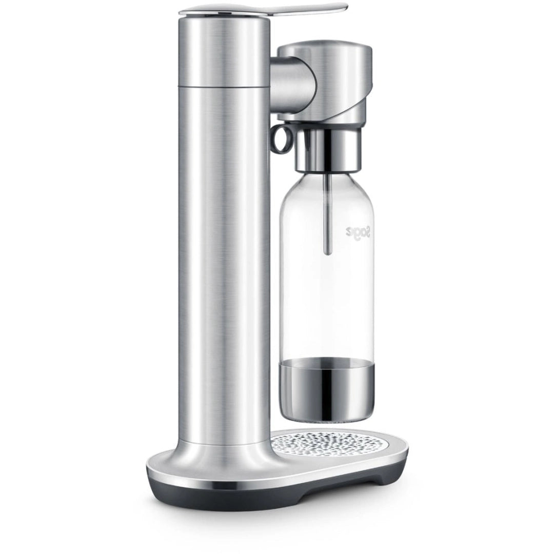 Sage InFizz Fusion SCA800DBL0ZEU1 carbonator, side view with a bottle