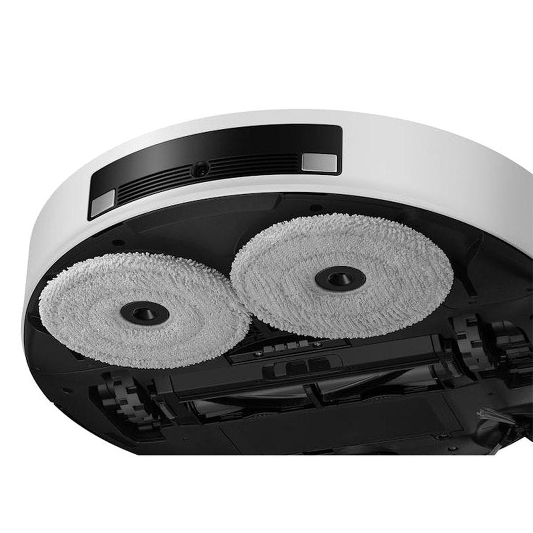 Samsung Bespoke Jet Bot Combo AI+ VR7MD97714G robot vacuum, underside showing two mopping pads