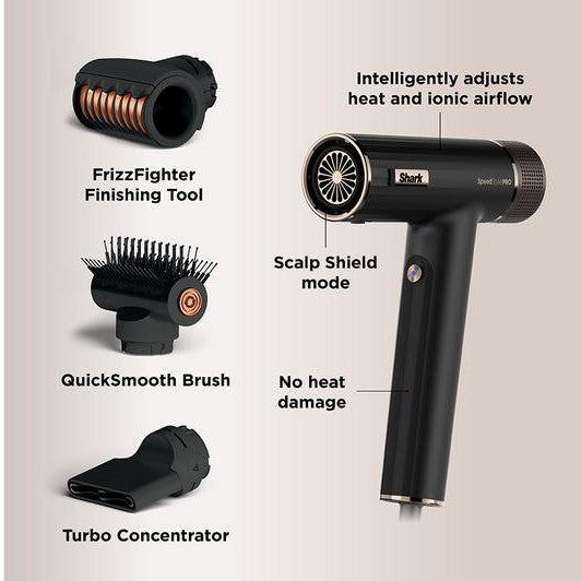SHARK SpeedStyle Pro HD731UK 3-in-1 Hair Dryer - Black | HD731UK SHARK Haircare Euronics Ireland