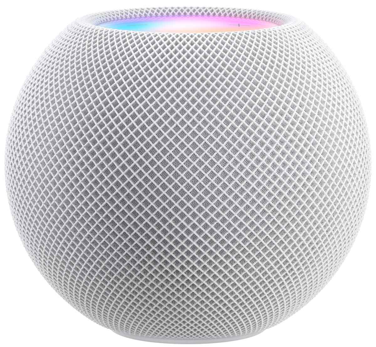 Apple HomePod mini Smart Speaker - White - front view with Siri waveform on the touch surface