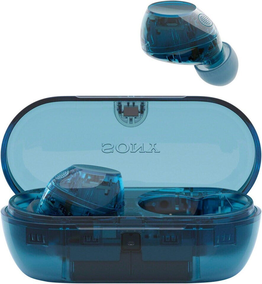 Sony WF-C710N Noise Cancelling True Wireless Earphones - Glass Blue - earbuds and charging case