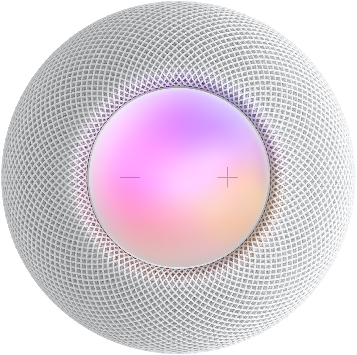 Apple HomePod mini Smart Speaker - White - touch surface from above, lit