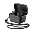 Sennheiser SPORT True Wireless Earphones Black — charging case open with sport lanyard
