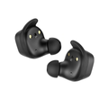 Sennheiser SPORT True Wireless Earphones Black — studio pair, back view showing L/R markings