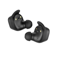 Sennheiser SPORT True Wireless Earphones Black — studio pair, back view showing L/R markings
