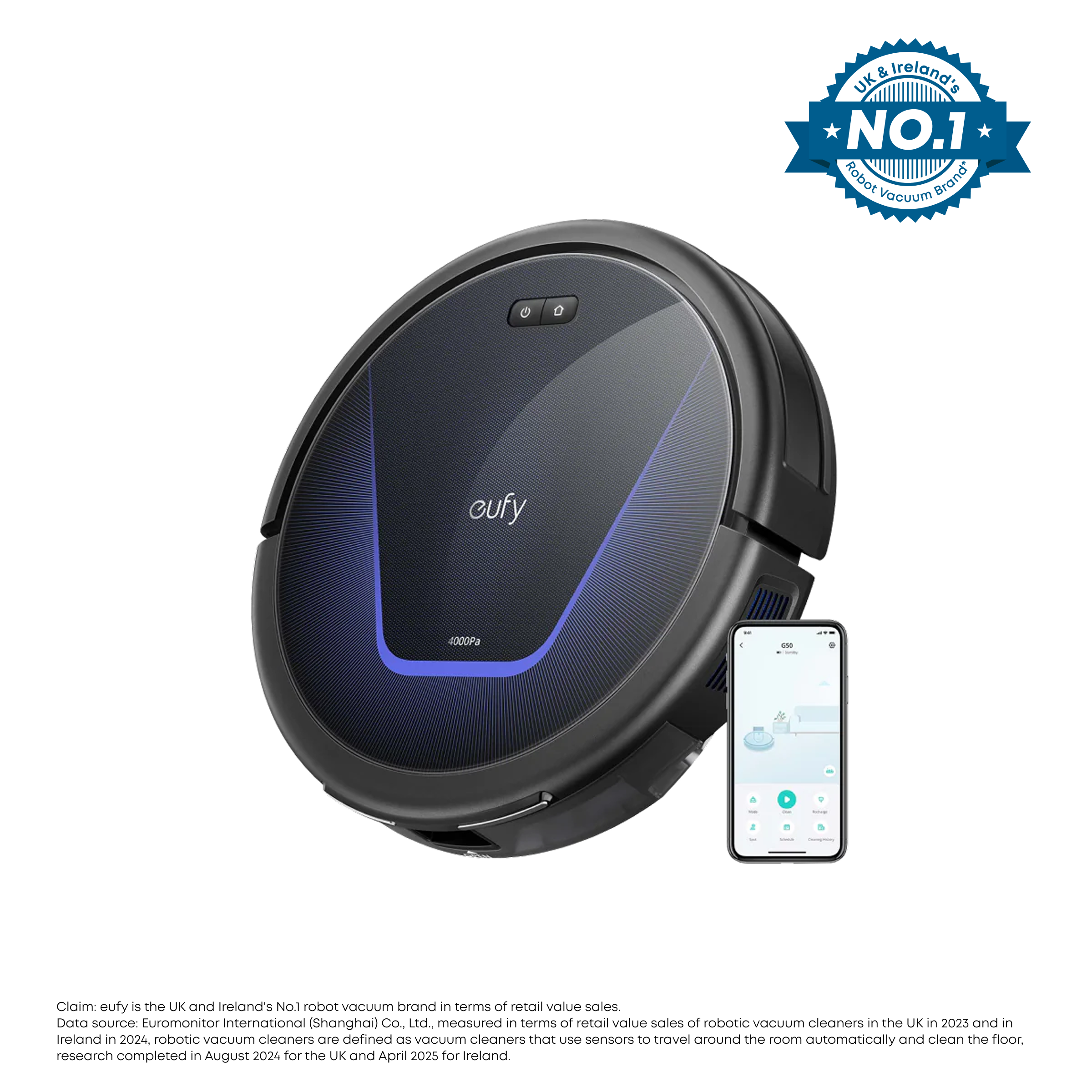 eufy G50 Hybrid Robot Vacuum & Mop, Black - official product image
