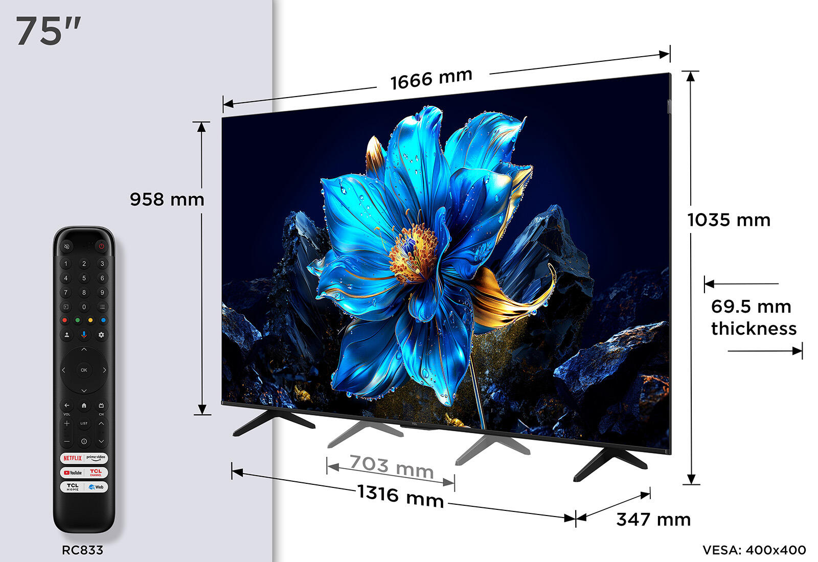 TCL 75" 60Hz QLED Google TV | 75P7K