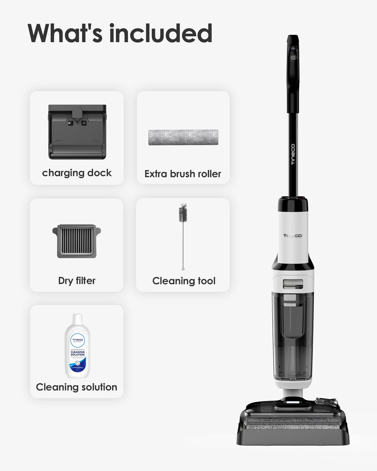 Tineco FLOOR ONE S6 Stretch Lite Cordless Wet and Dry Vacuum Cleaner - what's in the box