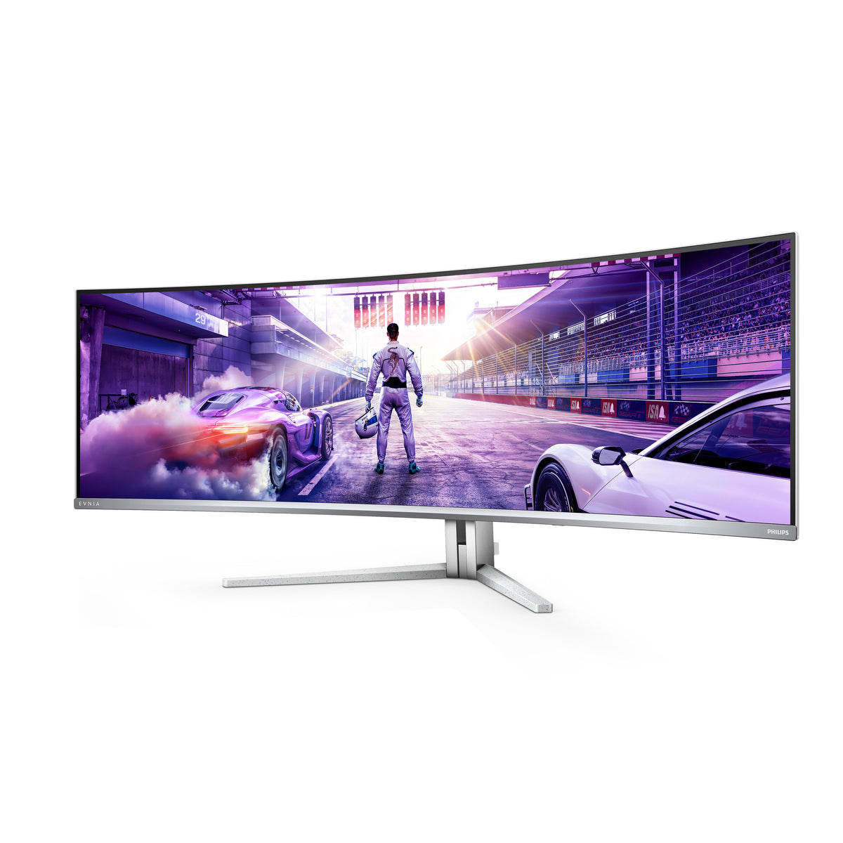 Philips Evnia 49M2C8900L 49" QD-OLED 144Hz Curved Super Ultrawide Gaming Monitor - three-quarter view