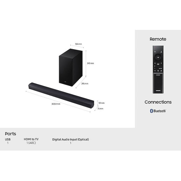 Samsung B450F B-Series 2.1-Channel Soundbar with Wireless Subwoofer | HW-B450F/XU