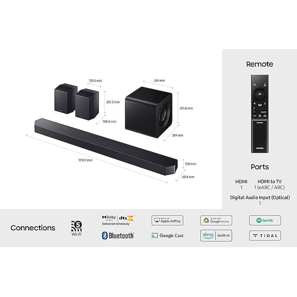 Samsung Q930F Q‑Series 9.1.4‑Channel Soundbar with Subwoofer & Rear Speakers | HW-Q930F/XU