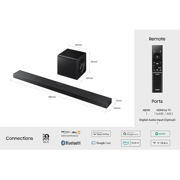 Samsung QS700F Q‑Series 3.1.2‑Channel Soundbar with Wireless Subwoofer | HW‑QS700F/XU
