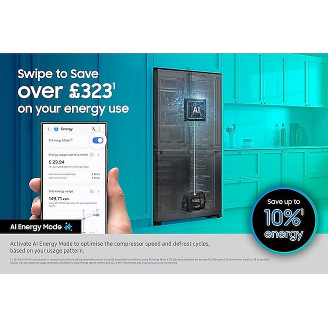 Samsung Family Hub™ AI Vision Inside French Style Smart Fridge Freezer - Real Stainless | RF65DG9H0ESR/EU Samsung American Fridge Freezer Euronics Ireland