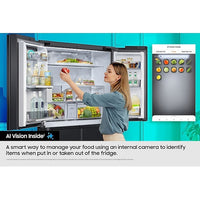 Samsung Family Hub™ AI Vision Inside French Style Smart Fridge Freezer - Real Stainless | RF65DG9H0ESR/EU Samsung American Fridge Freezer Euronics Ireland