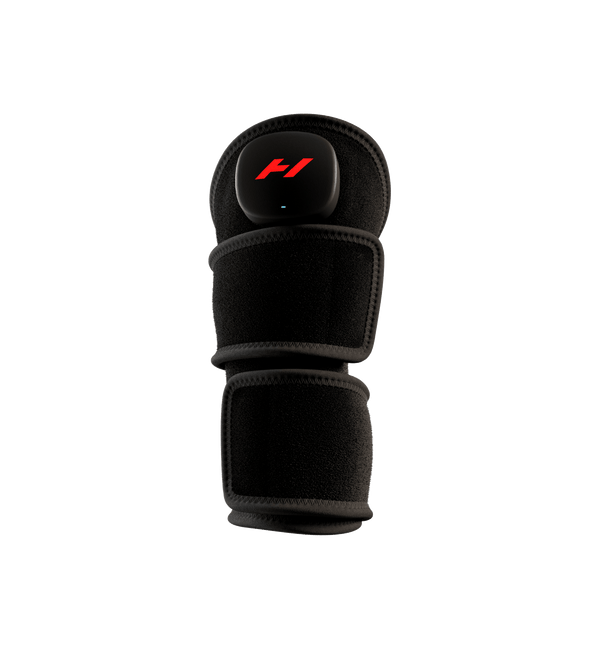 Hyperice Venom 2 Leg heat and vibration massager, black — front studio view