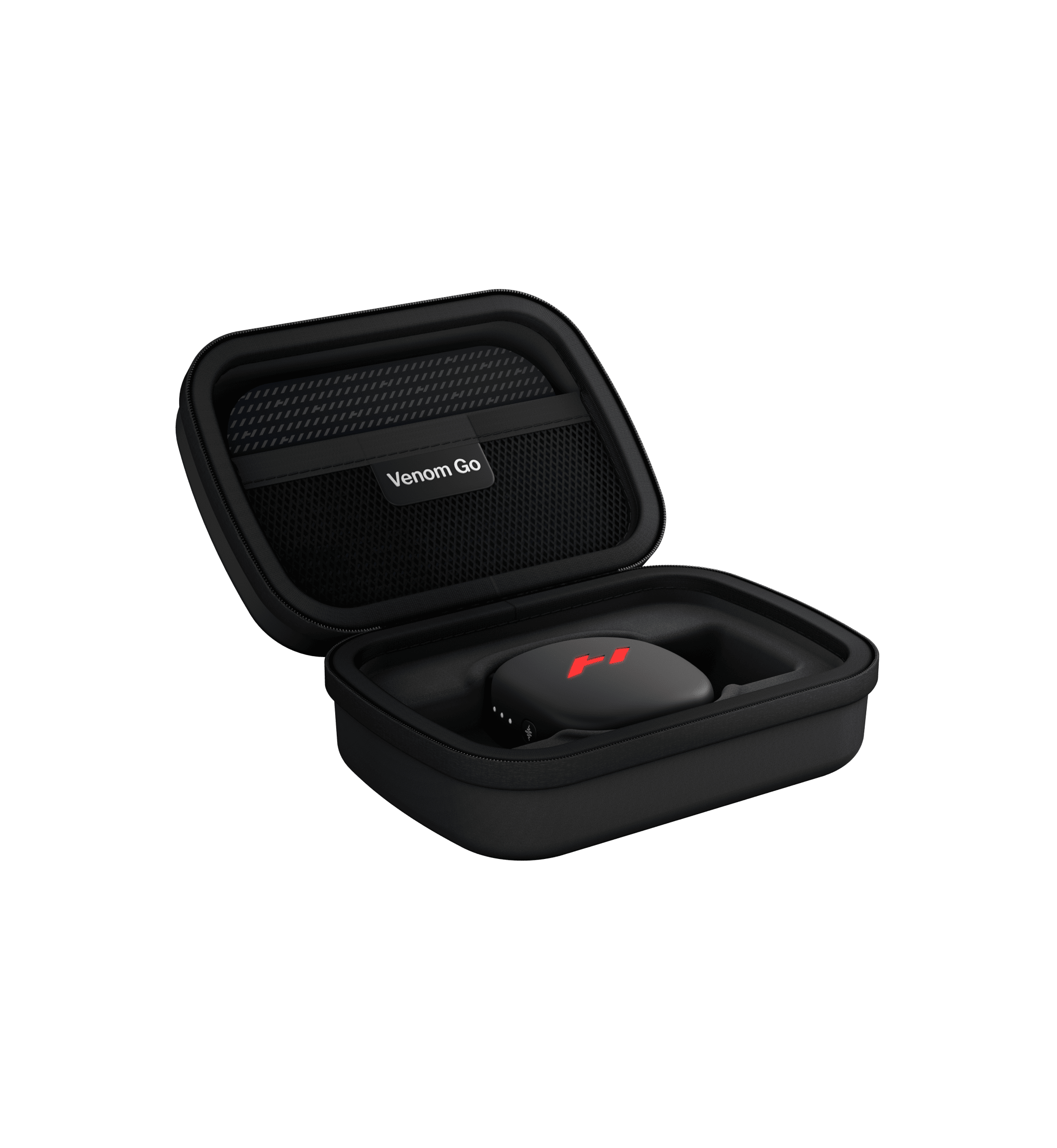 Hyperice Venom Go Carry Case, black, closed exterior angled view
