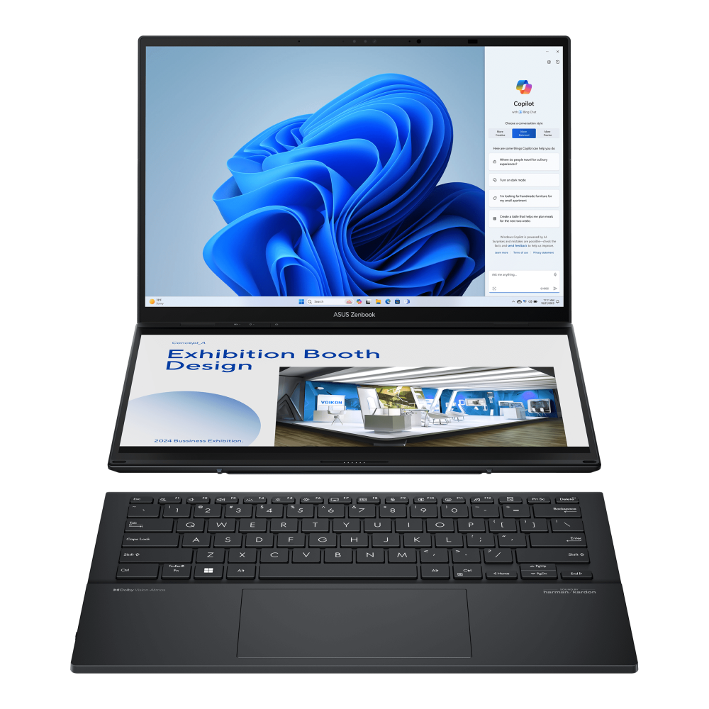 ASUS Zenbook Duo UX8406CA dual-screen laptop in Inkwell Gray