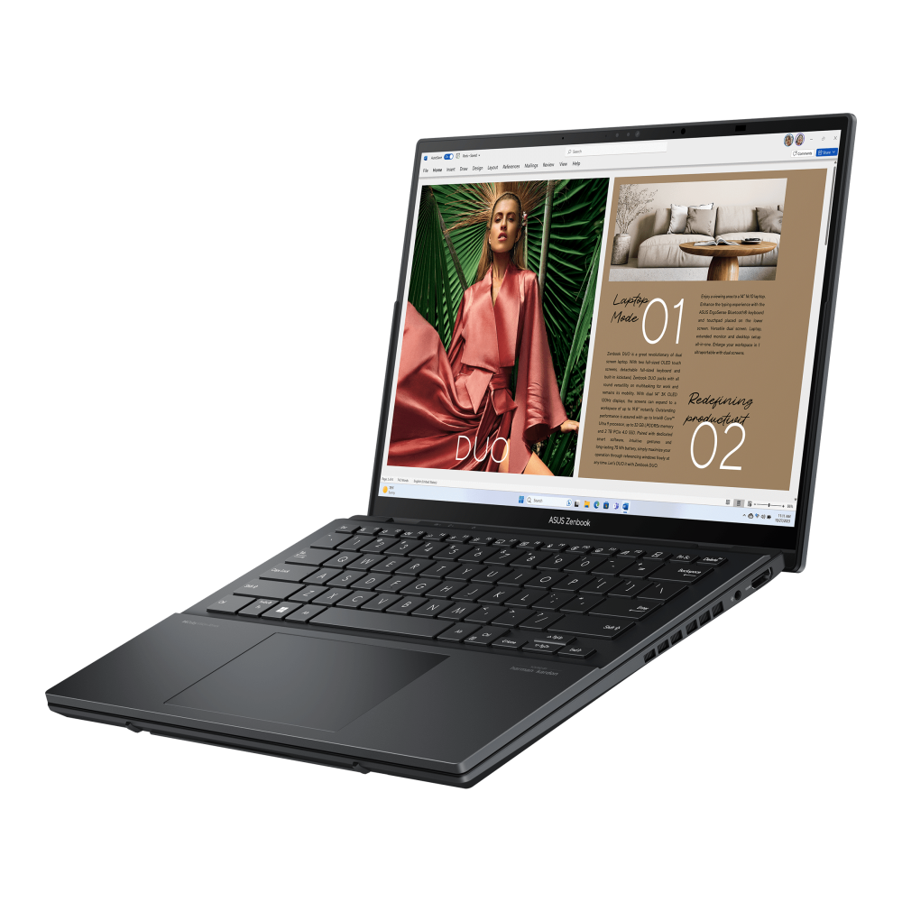 ASUS Zenbook Duo UX8406CA dual-screen laptop in Inkwell Gray