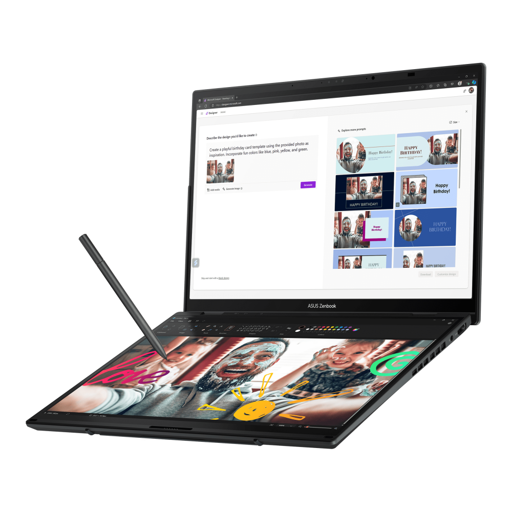 ASUS Zenbook Duo UX8406CA dual-screen laptop in Inkwell Gray