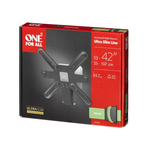 One For All Ultra Slim TV Wall Mount – 13"-43", Tilt, Max 40kg