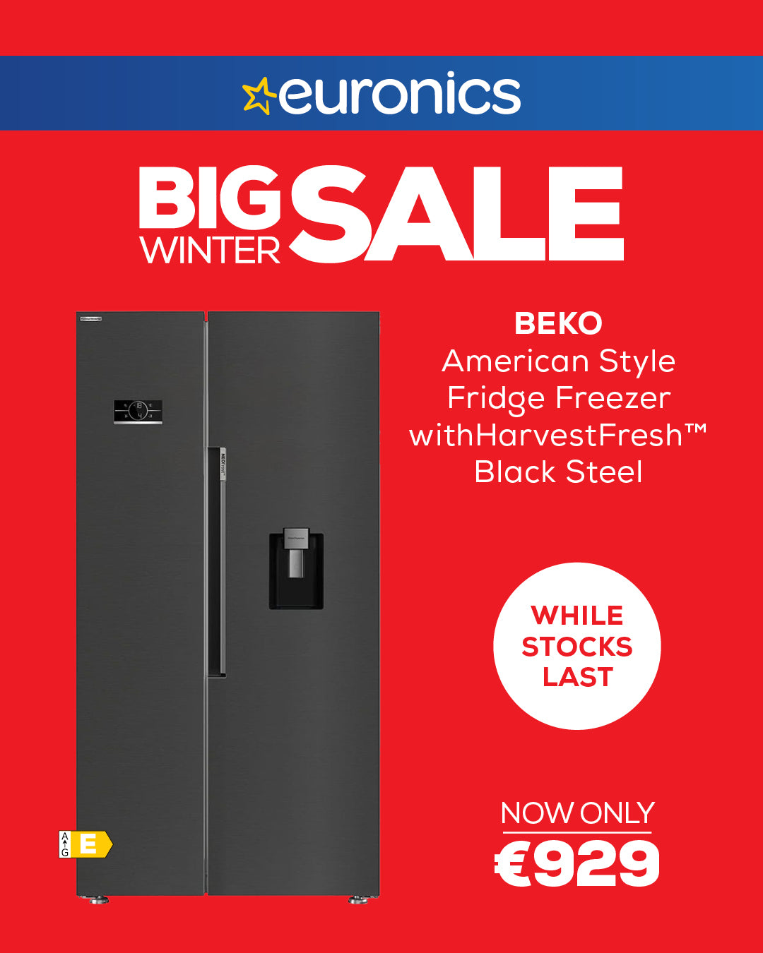 Beko Freestanding American Style Fridge