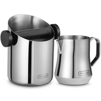De'Longhi Dedica Barista Bundle - Silver - stainless steel knock box and milk frothing jug
