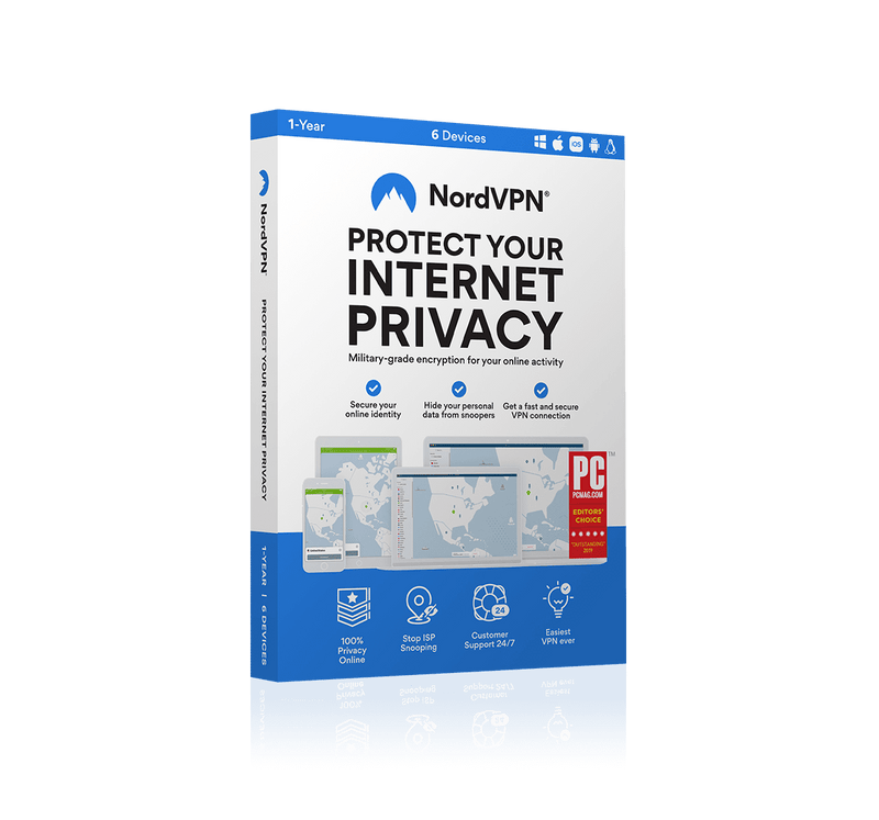 NordVPN Internet Privacy Software | 6 Devices | 1 Year Subscription