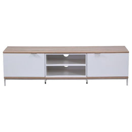 Alphason Chaplin Cabinet 1600mm, Up to 70" - Light Oak & White | ADCH1600-WHT