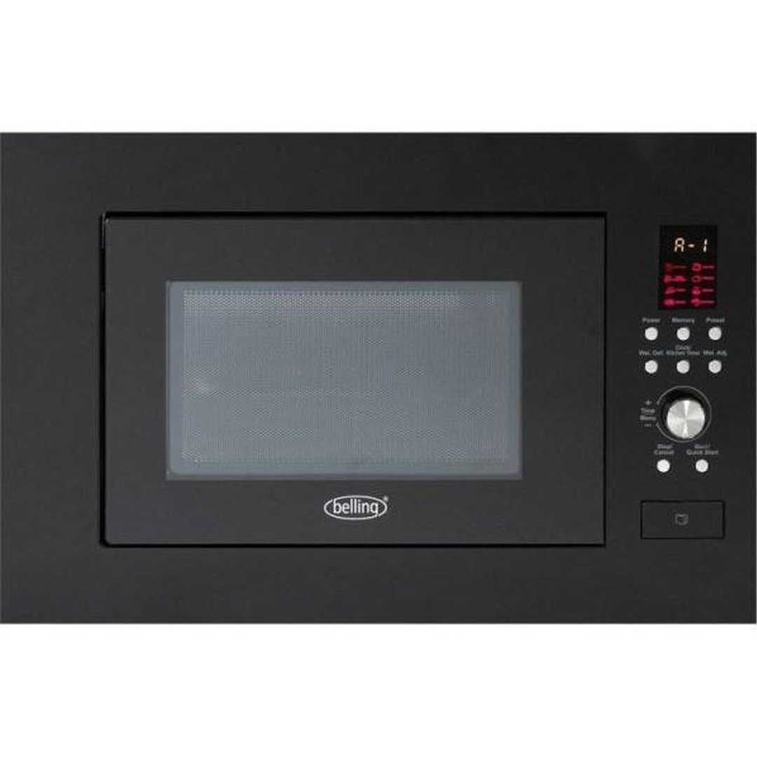 Belling BIM60BLK 23L integrated microwave in black, front view